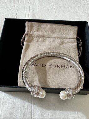 David Yurman Silver Bracelet with Pearls 7mm